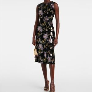 Diane Von Furstenberg Black Floral Midi Dress